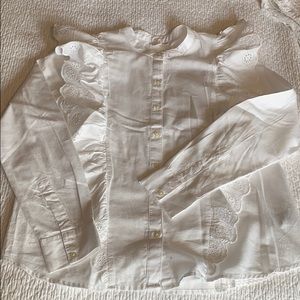 White eyelet button down